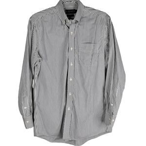 Lauren Ralph Lauren Dress Shirt 15.5 32/33 Gray White Stripes No Iron Slim Fit